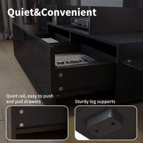 2000mm 16 Colors LED TV Entertainment Storage Unit Black - Elegantshowers