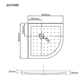 ELEGANT SHOWERS Extra Strong Acrylic Fiberglass Curved Shower Base-800x800mm - Elegantshowers