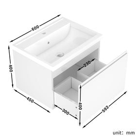 ELEGANT SHOWERS Bathroom Vanity Wall Mounted-Cabinet Storage Artificial Stone 600x450x400mm - Elegantshowers