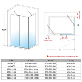 Fully Frameless Pivot Shower Screen Bathroom Cubical Safety Glass Size Description- Elegantshowers