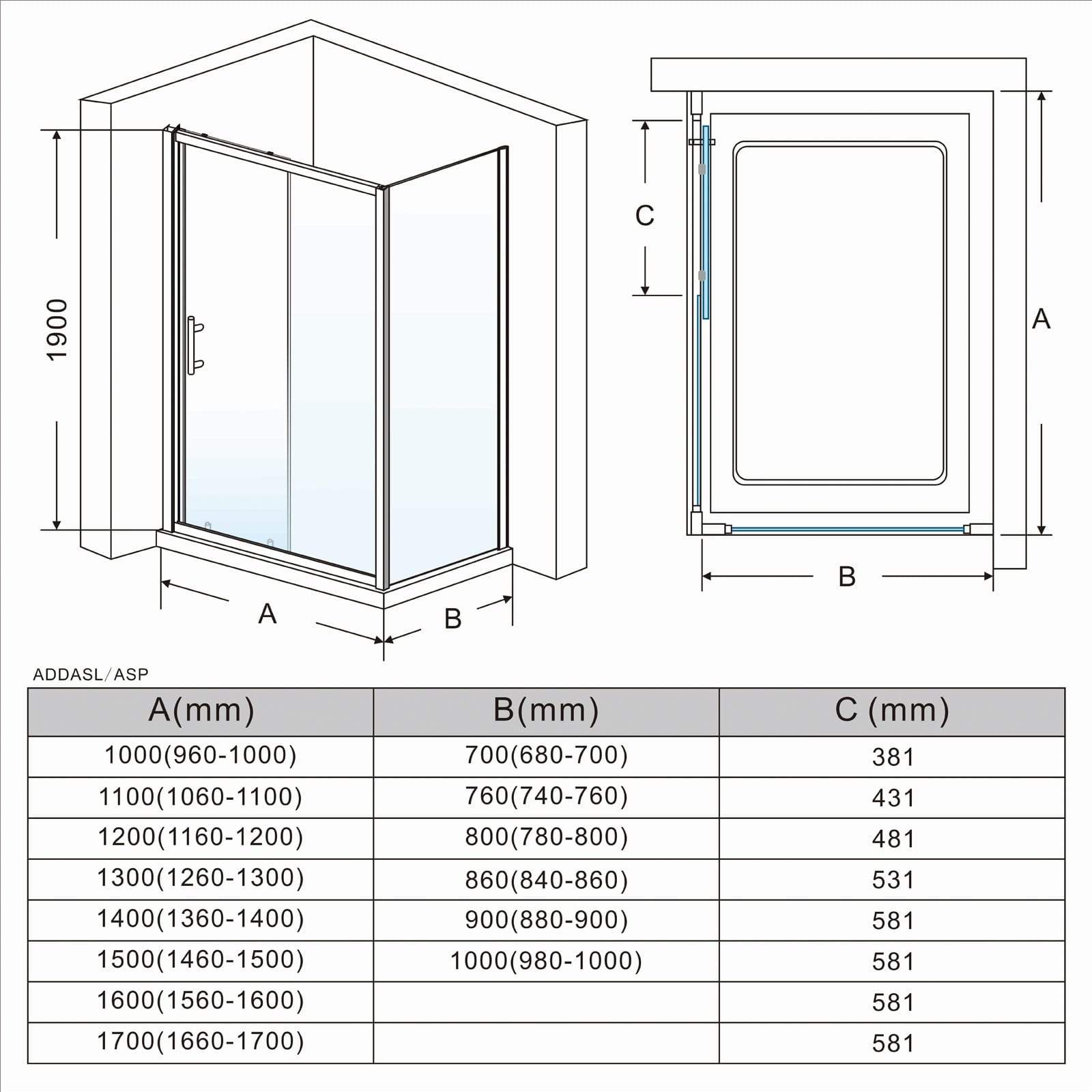 ELEGANT SHOWERS Framed Shower Sliding Screen Adjustable-Ideas - Elegantshowers