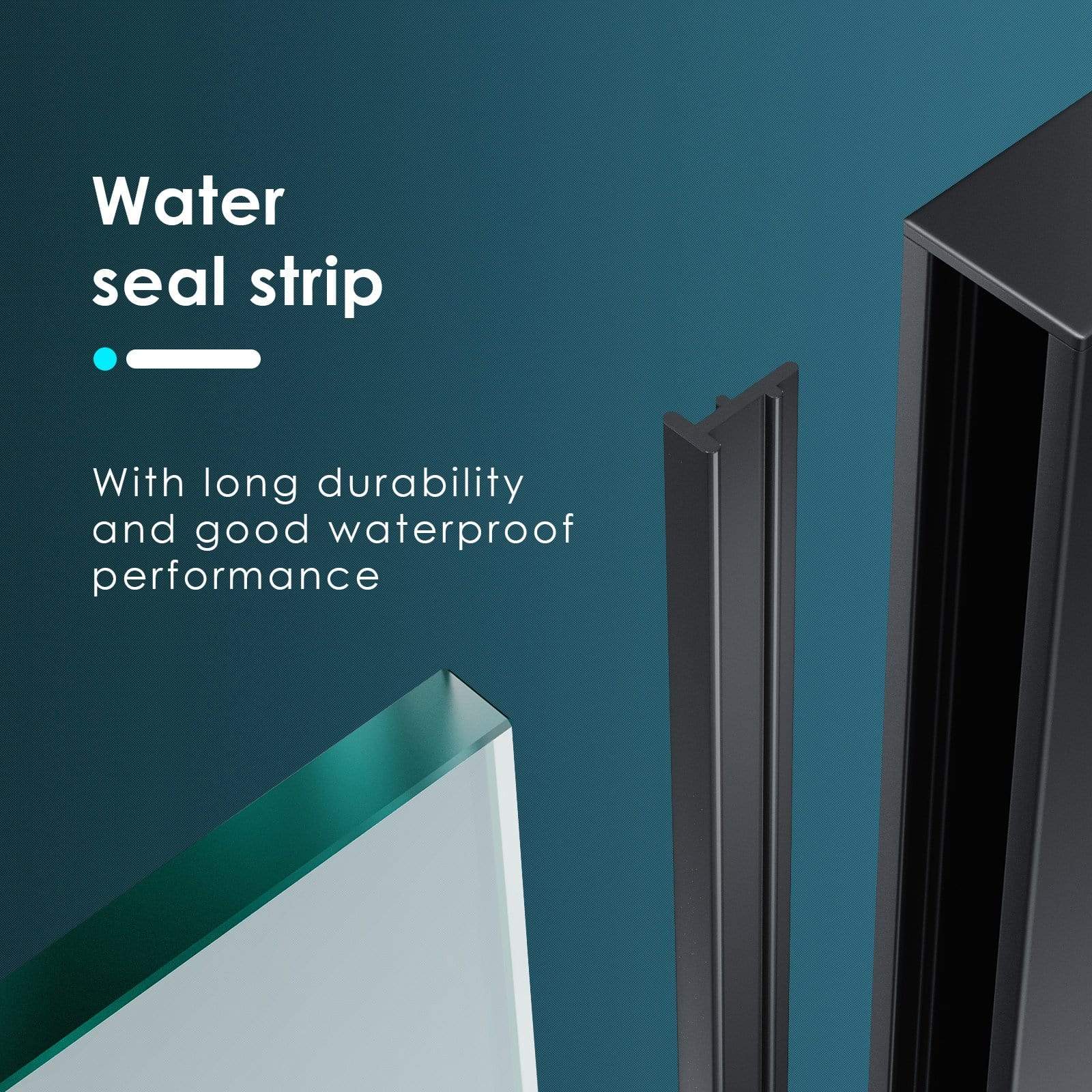 ELEGANT SHOWERS Walk In Shower Screen Black Hardware Enclosure Water seal strip