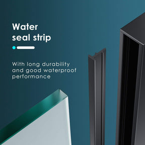 ELEGANT SHOWERS Walk In Shower Screen Black Hardware Enclosure Water seal strip
