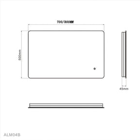 ELEGANT SHOWERS 700x500/800x500 Bathroom LED Mirror Back-lit Touch Switch - Elegantshowers