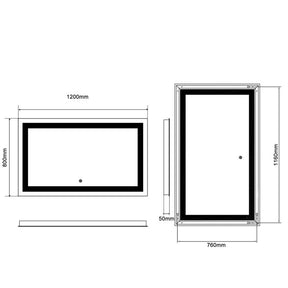 1200x800mm Bathroom LED Mirror Wall mounted Anti Fogging High definition - Elegantshowers