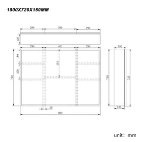 Bathroom Mirror Cabinet Wall Hung Shaving Storage Cupboard 1000x720x150mm - Elegantshowers