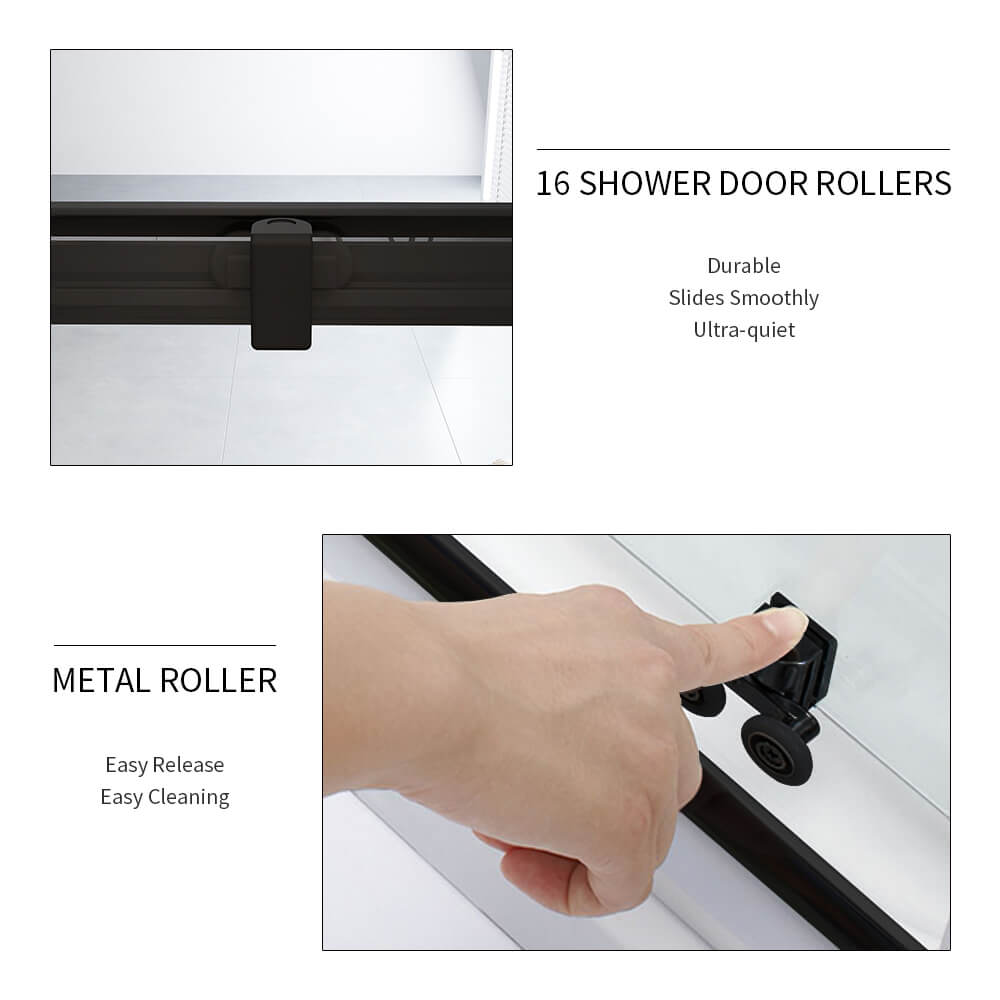 Black Framed Corner Rectangular Shower Enclosure with 2 Sliding Doors - detail 1