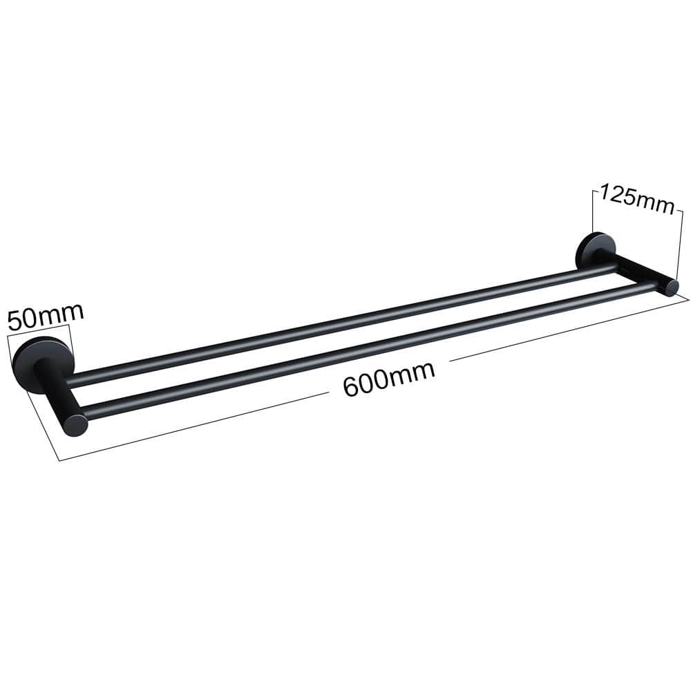 Black Towel Rail Bathroom Towel Rack Wall Mounted Stainless Steel - Elegantshowers