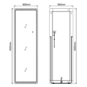 Elegant Dressing Mirror Standing Floor/Wall Mounted Hanging Round Corner 160x50cm - Elegantshowers