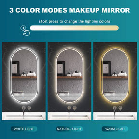 Oval LED Bathroom Mirror Wall Mounted Smart Vanity Decorative Mirrors 90x45cm - Elegantshowers