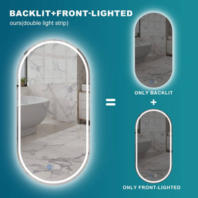 Oval LED Bathroom Mirror Wall Mounted Smart Vanity Decorative Mirrors 90x45cm - Elegantshowers