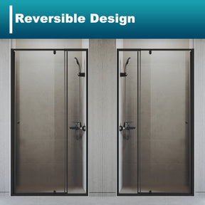 Elegant Showers Semi-Frameless Shower Screen Pivot Door Adjustable Black - Elegantshowers