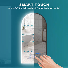 500x900mm 3 Color Mode Front LED Light Arch Anti fog Bathroom Mirror