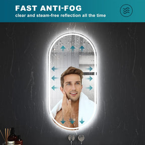 Oval LED Bathroom Mirror Wall Mounted Smart Vanity Decorative Mirrors 90x45cm - Elegantshowers