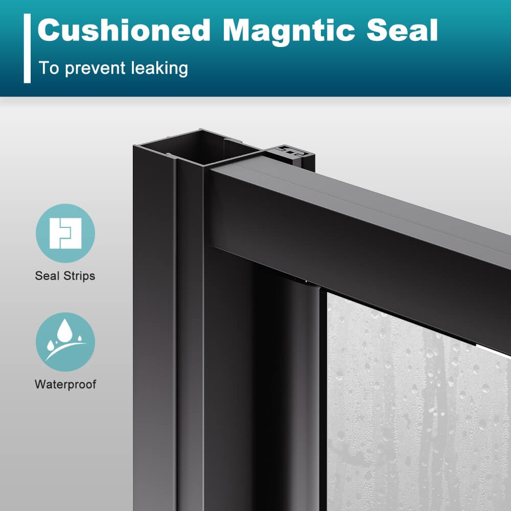 Elegant Showers Semi-Frameless Shower Screen Pivot Door Adjustable Black - Elegantshowers