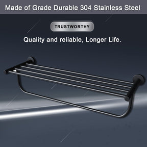 Black Towel Rail Bathroom Towel Rack Wall Mounted Stainless Steel - Elegantshowers