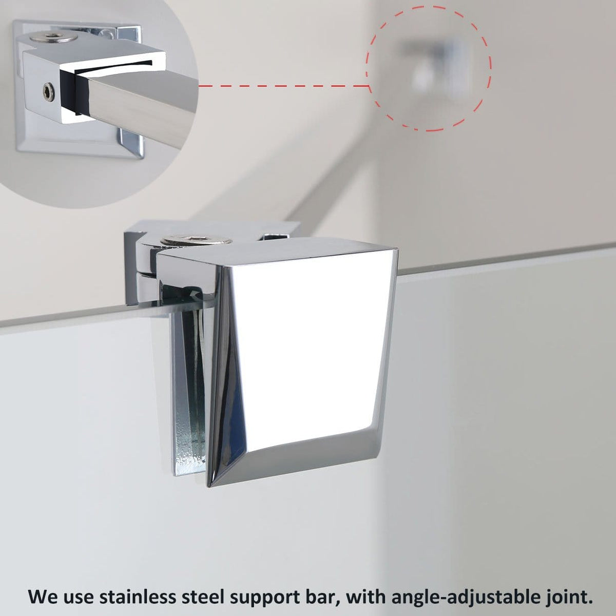 ELEGANT SHOWERS 900mm Shower Screen Stainless Steel Support Bar Glass Panel Fixation - Elegantshowers