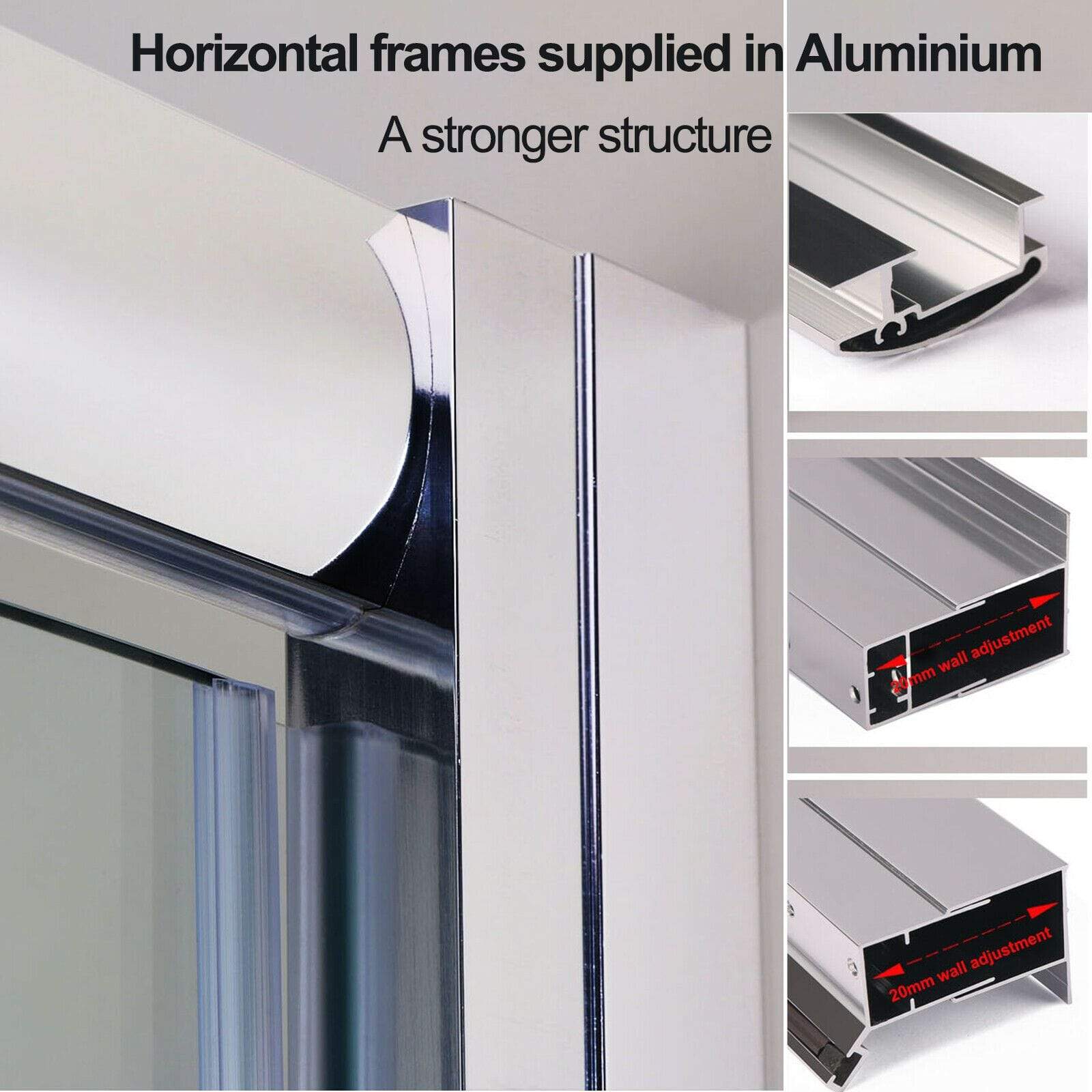 ELEGANT SHOWERS Framed Pivot Shower Screen Door Wall To Wall Fits Adjustable Width- Elegantshowers