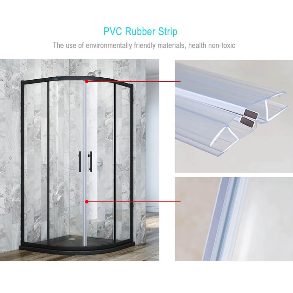 Curved Black Framed Sliding Shower Screen Enclosure, detail 1