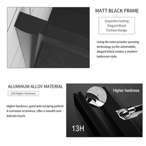 Curved Black Framed Sliding Shower Screen Enclosure, detail 7