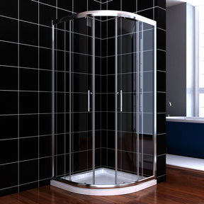 Curved Silver Framed Sliding Shower Screen Enclosure - Half-Open