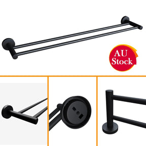 Black Towel Rail Bathroom Towel Rack Wall Mounted Stainless Steel - Elegantshowers