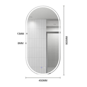 Oval LED Bathroom Mirror Wall Mounted Smart Vanity Decorative Mirrors 90x45cm - Elegantshowers