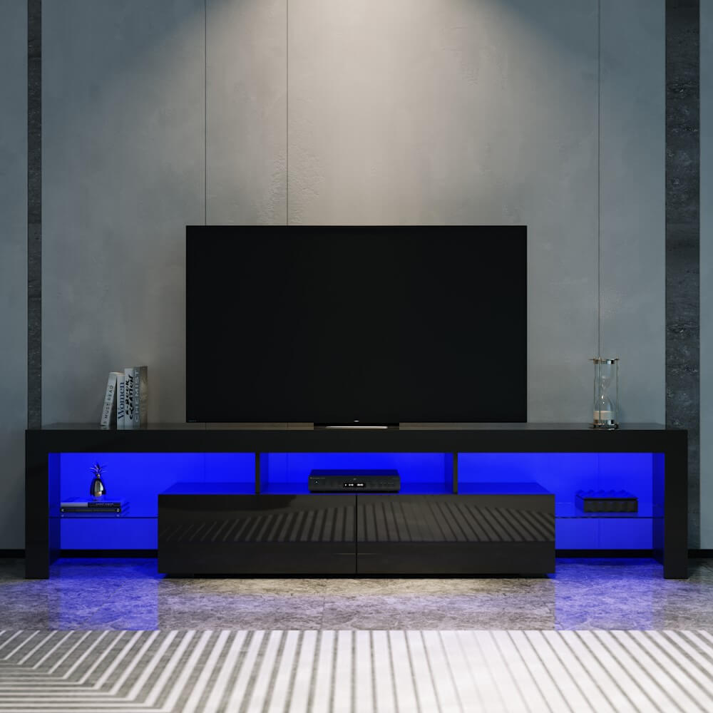 Elegant Showers 2000mm 16 Colors LED TV Entertainment Storage Unit Black