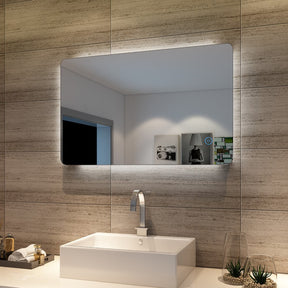 800x500mm Back LED Light Rectangular Bathroom Mirror light on from Elegant Showers