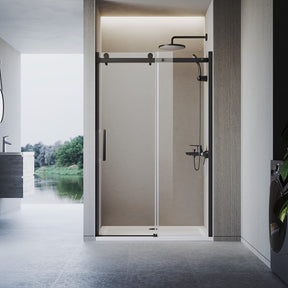 Elegant Showers black frameless sliding shower door with 8mm glass, closed