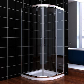 Elegant Showers Curved Silver Framed Sliding Shower Screen Enclosure - Closed