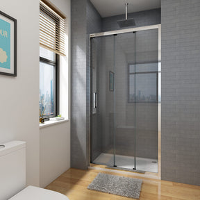 Elegant showers framed 3 panel sliding shower door closed