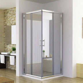 Elegant Showers Silver Framed Corner Entry Rectangular Shower Enclosure Closed
