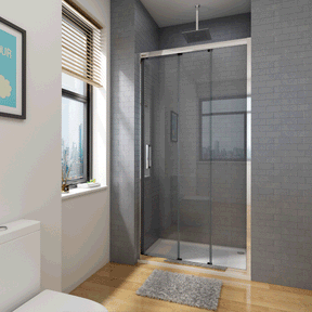 Dynamic display of framed 3 panel sliding shower door