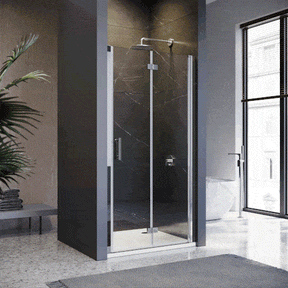 Dynamic display of frameless bifold shower door