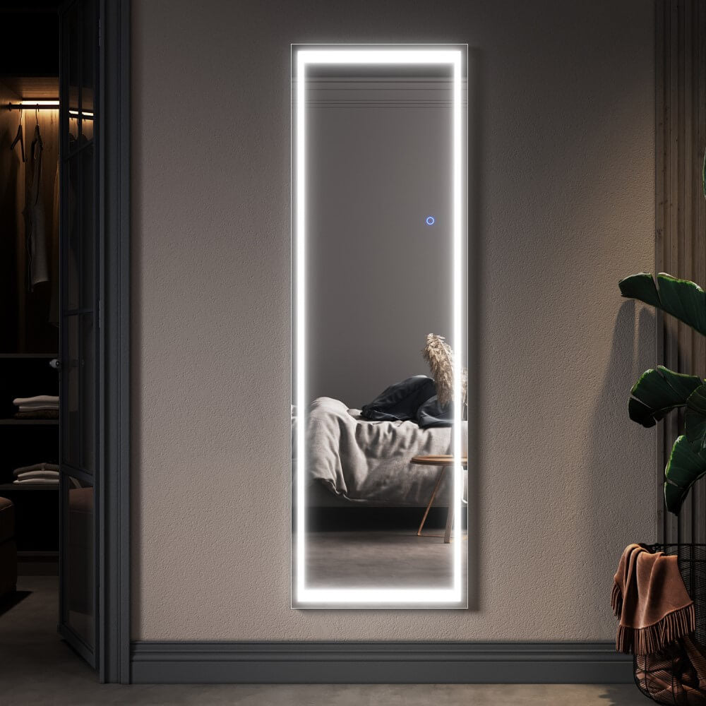 3 color led light full length dressing mirror with square corner light cool white