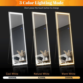 3 color led light full length dressing mirror with square corner detail2