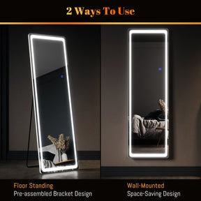 Elegant Dressing Mirror Standing Floor/Wall Mounted Hanging Round Corner 160x50cm - Elegantshowers