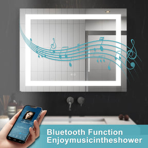 ELEGANT SHOWERS Anti-fog Bluetooth LED Illuminated Bathroom Mirror