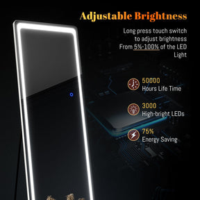 Elegant Dressing Mirror Standing Floor/Wall Mounted Hanging Round Corner 160x50cm - Elegantshowers