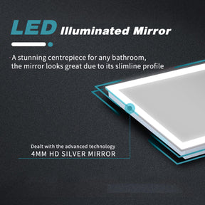 ELEGANT SHOWERS Anti-fog Bluetooth LED Illuminated Bathroom Mirror