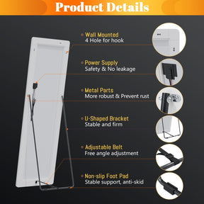 Elegant Dressing Mirror Standing Floor/Wall Mounted Hanging Round Corner 160x50cm - Elegantshowers