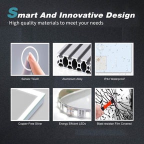 ELEGANT SHOWERS Anti-fog Bluetooth LED Illuminated Bathroom Mirror