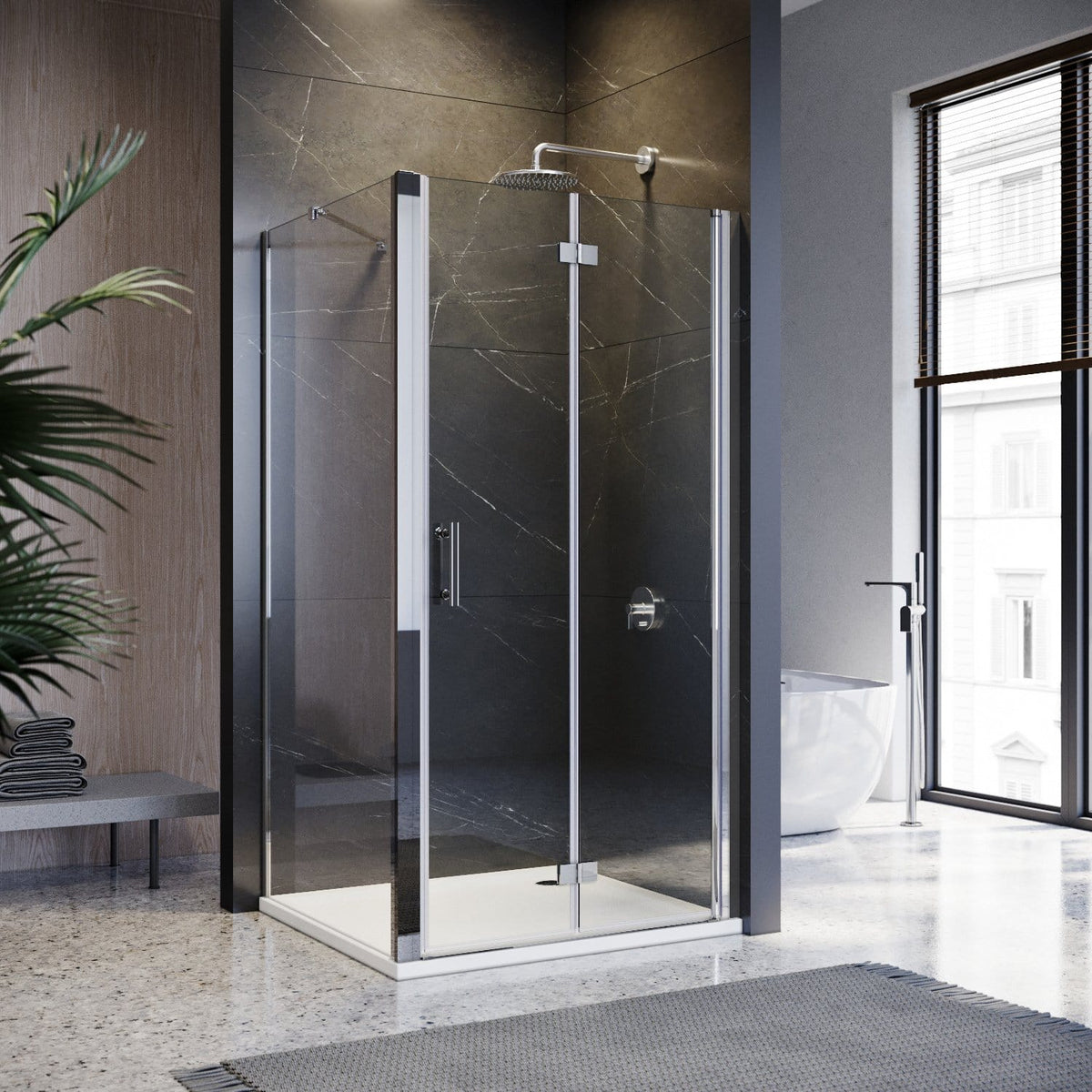 ELEGANT SHOWERS Frameless Bifold Pivot Shower Screen Shower Enclosure 860-1000mm - Elegantshowers