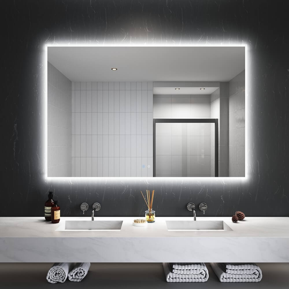 1500x1000mm Large Illuminated Led Bathroom Mirror Smart Touch Vanity Mirrors - Elegantshowers