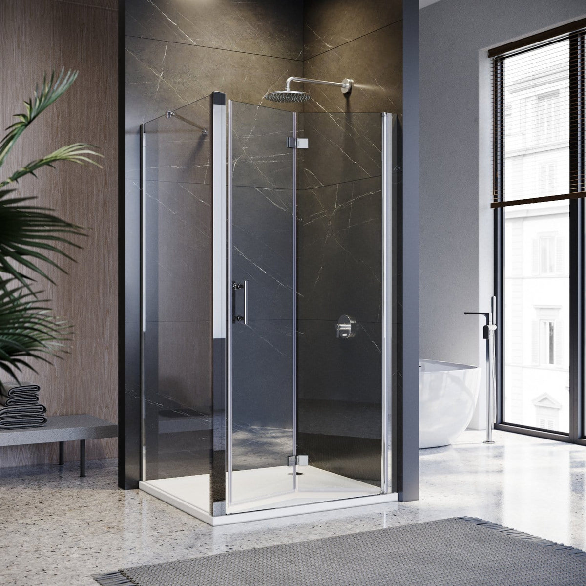 ELEGANT SHOWERS Frameless Bifold Pivot Shower Screen Shower Enclosure 860-1000mm - Elegantshowers