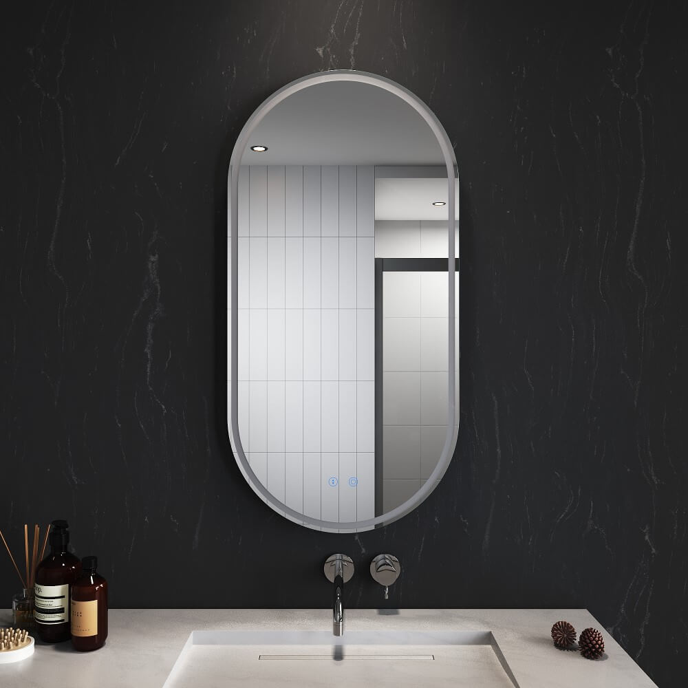 Oval LED Bathroom Mirror Wall Mounted Smart Vanity Decorative Mirrors 90x45cm - Elegantshowers