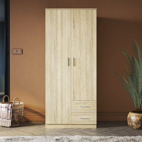 ELEGANT Wardrobe 2 Doors 2 Drawers 180cm White Wooden Storage Cabinets - Elegantshowers
