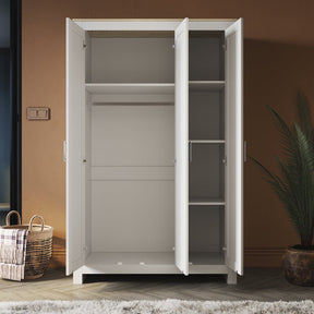180cm Simple Design Wooden Storage Cabinet Large Grey Wardrobe with 3 Doors - Elegantshowers