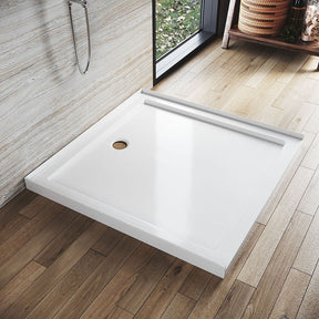 Rectangular Durable Solid Acrylic Fiberglass Shower Base White - Elegantshowers